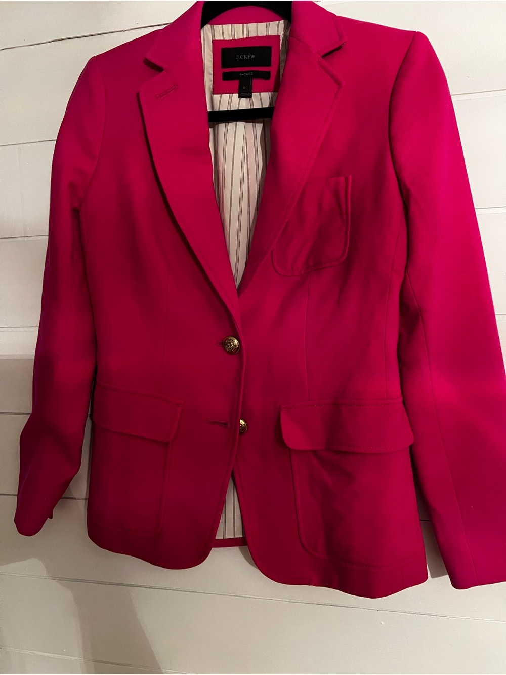 J. Crew Hot Pink Tailored Blazer with Gold Buttons